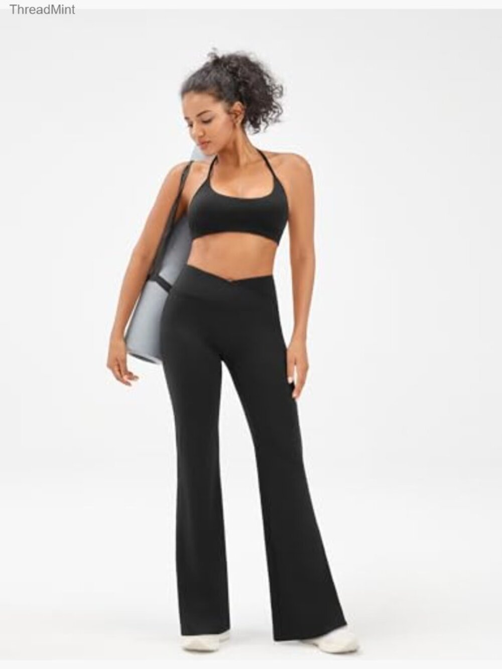High Waist Yoga Pants Women Sweat Wicking Straight Wide Leg Workout Bottoms - Picture 6 of 7